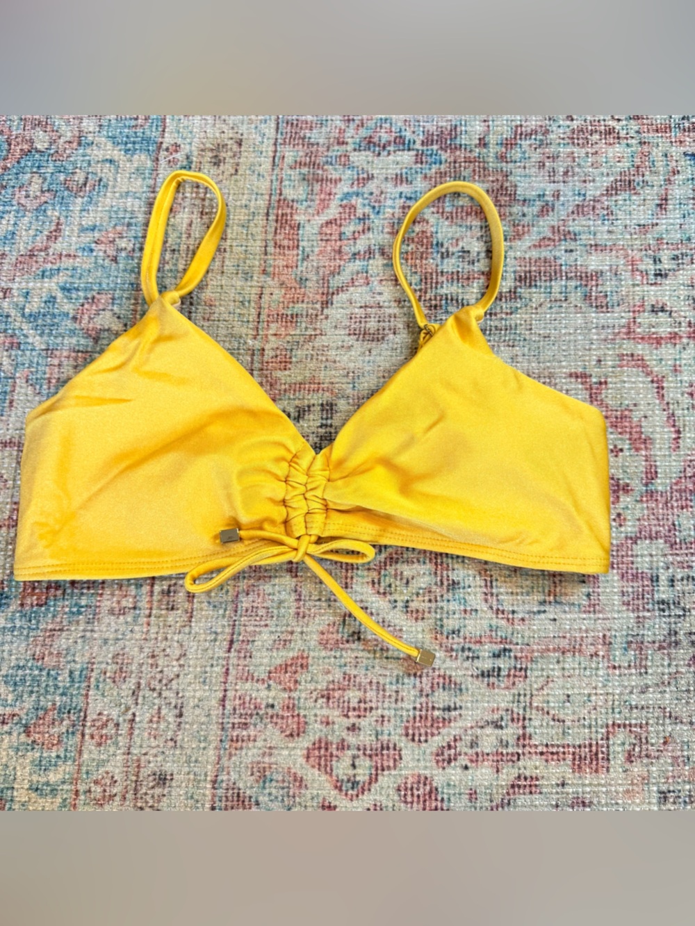 Chelsea & Violet Sunny Yellow Ruched Bikini Top